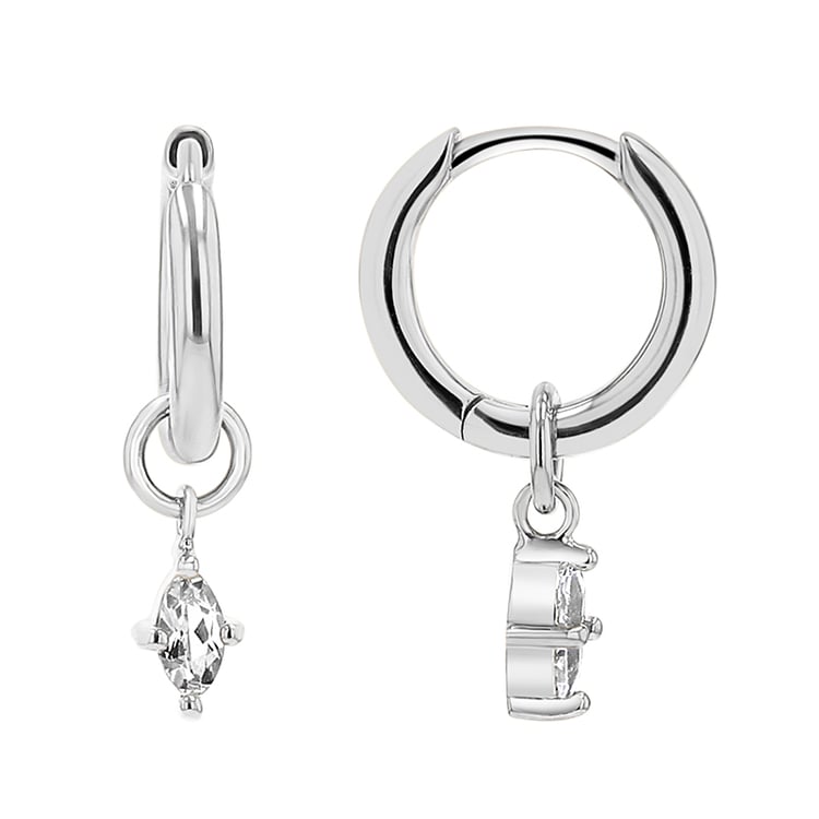 Strieborné kruhové náušnice 2v1 s bielymi topazmi Savitri 148659