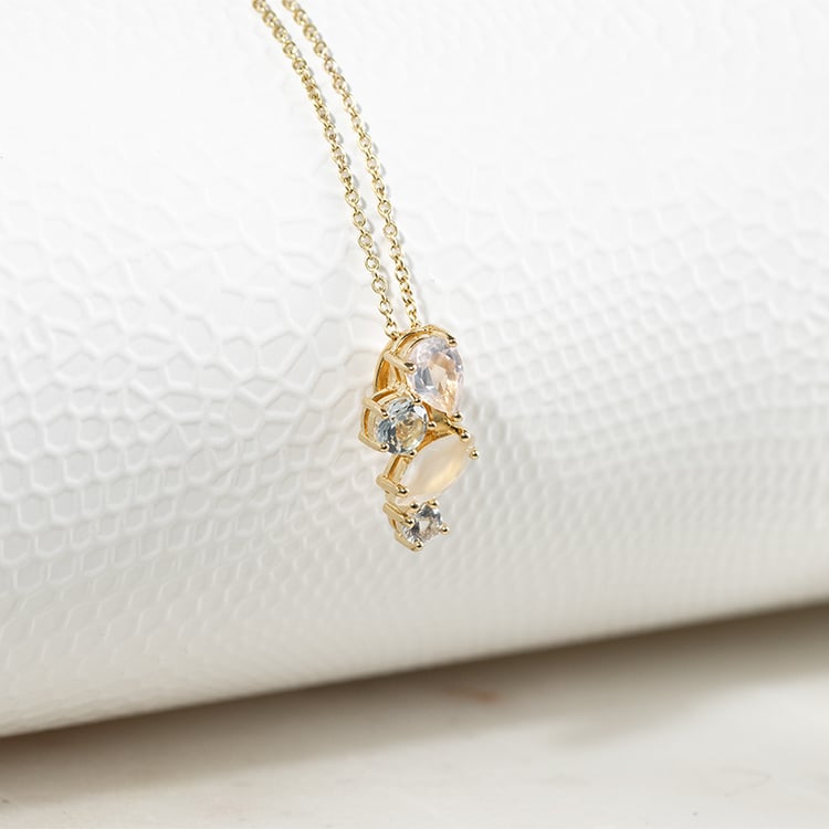 Strieborný prívesok s mesačným kameňom, ruženínom a topásmi Telma 131926