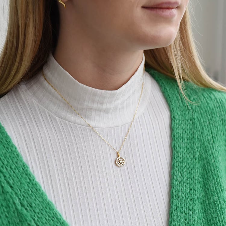 Prívesok so syntetickými diamanty zo žltého zlata 91069