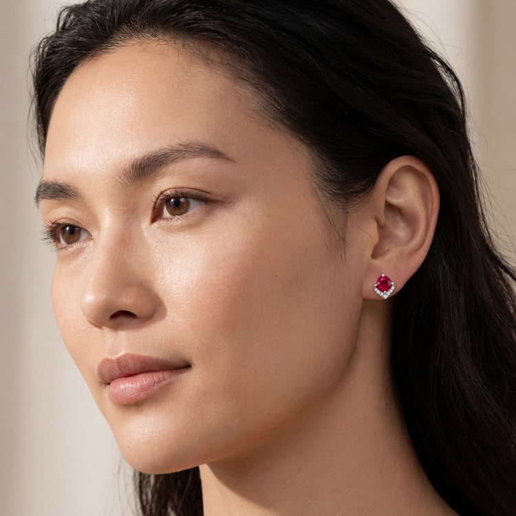 Strieborné rubínové náušnice 166387