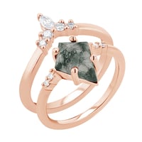Set prsteňov s achátom a diamantmi Celeste