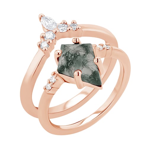 Set prsteňov s achátom a diamantmi Celeste