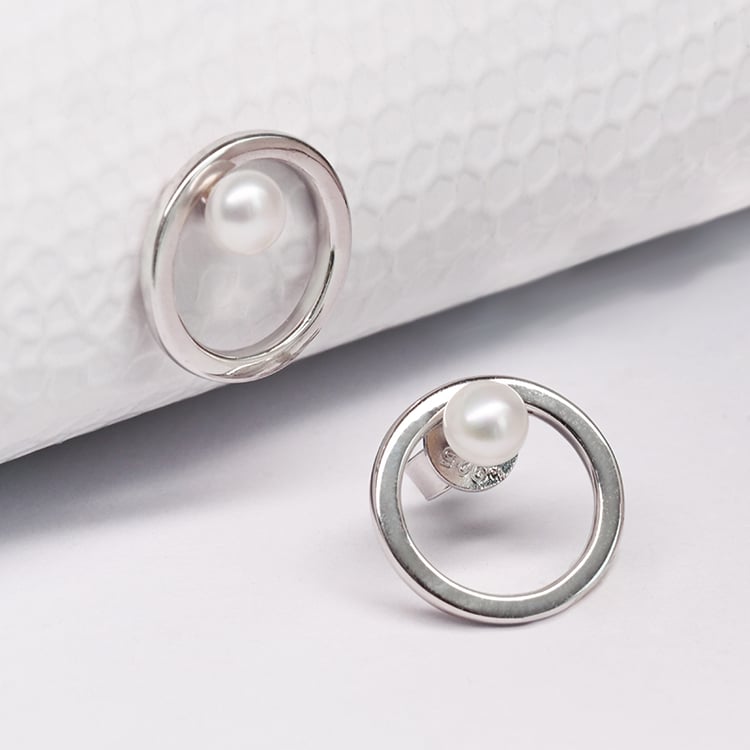 Strieborné náušnice s perlami Ovette 116043