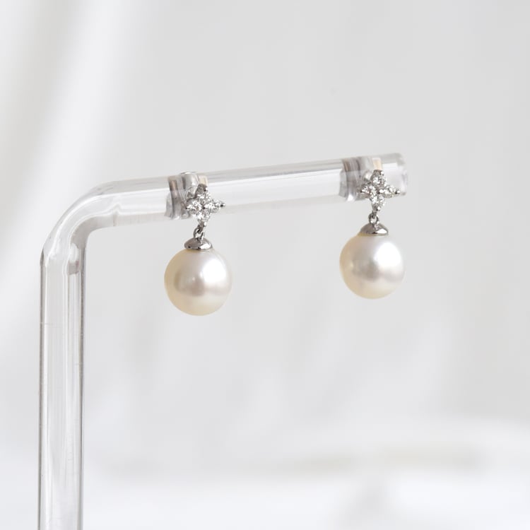 Zlaté náušnice s perlami a diamantami 86912