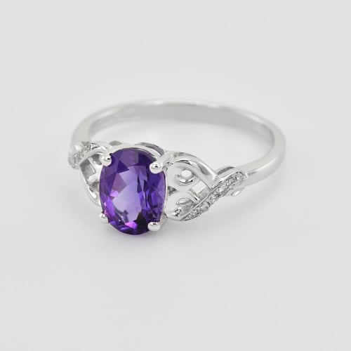 Zlatý ametystový prsteň s diamantmi Chlorys