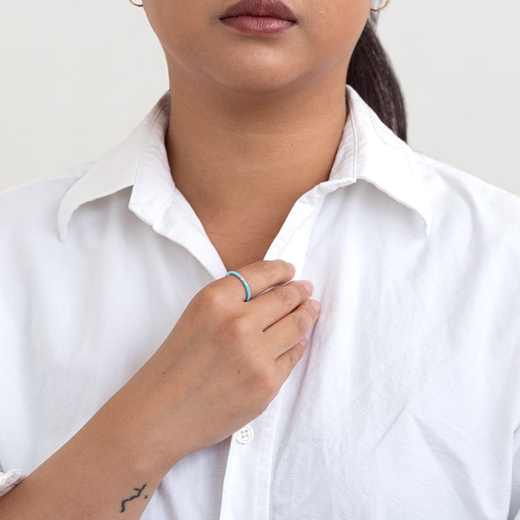 Modrý keramický prsteň s diamantmi Sancha 128484