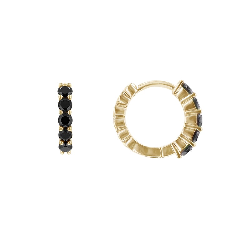 Náušnice s čiernymi diamantmi zo žltého zlata