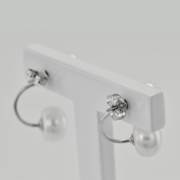 Dvojité strieborné náušnice s perlami Efy 26738