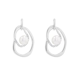 Strieborné perlové náušnice s bielym topásom Frina