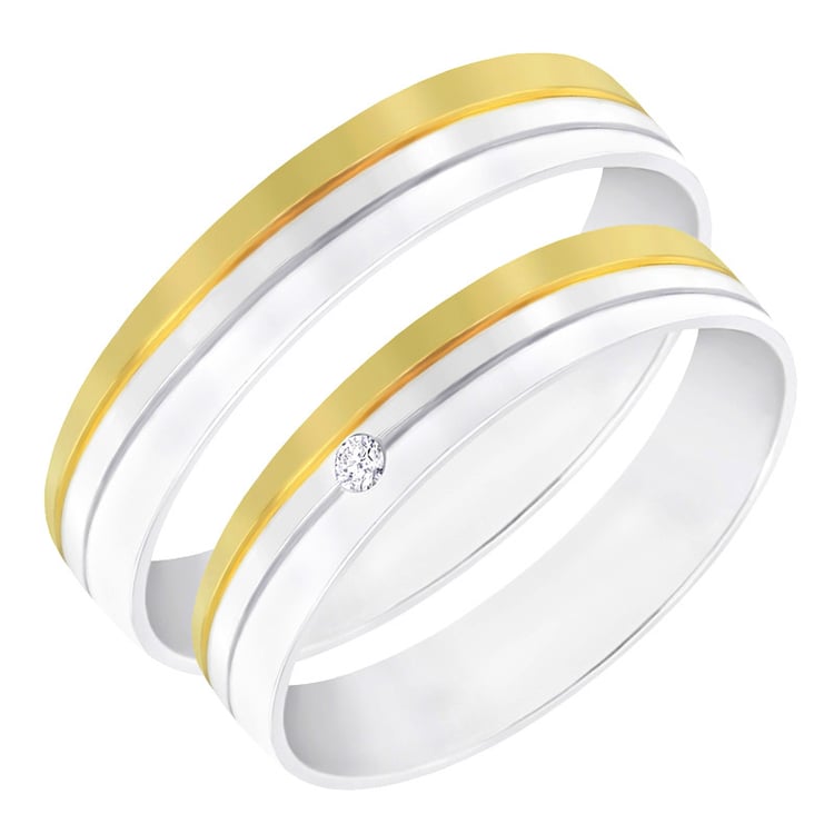 Zlaté dvojfarebné obrúčky s diamantom Sorrell