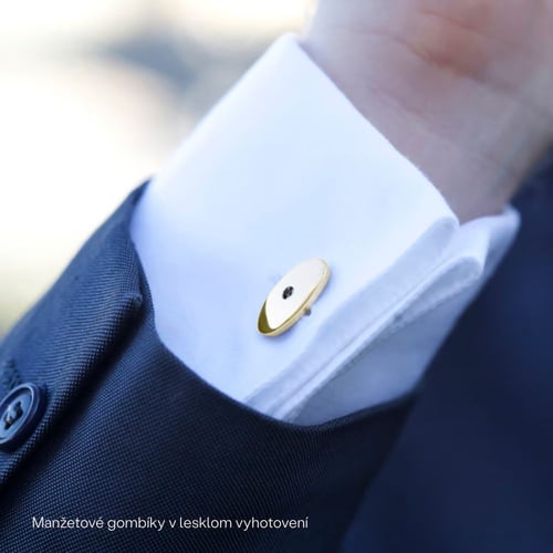 Manžetové gombíky zo zlata s čiernymi diamantmi Adiel