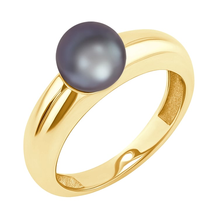 Zlatý prsteň s čiernou perlou Racel 146135
