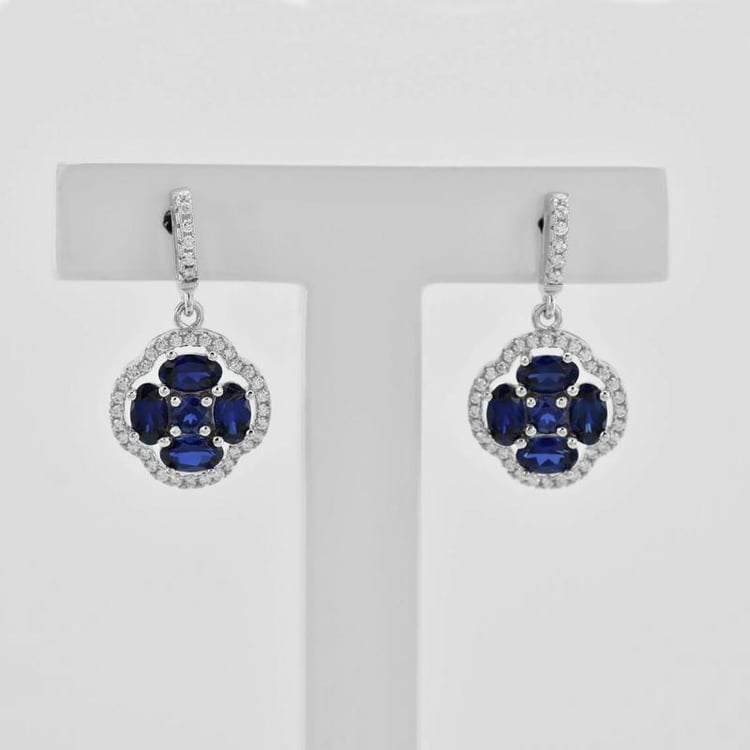 Kvetinové náušnice plné zafírov a zirkónov 42614