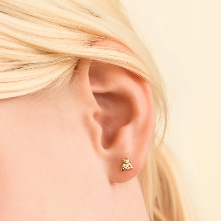 Zlaté detské náušnice s medvedíkom Bear 164340