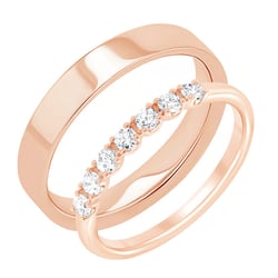 Zlatá eternity obrúčka s diamantmi a plochý prsteň Latasha