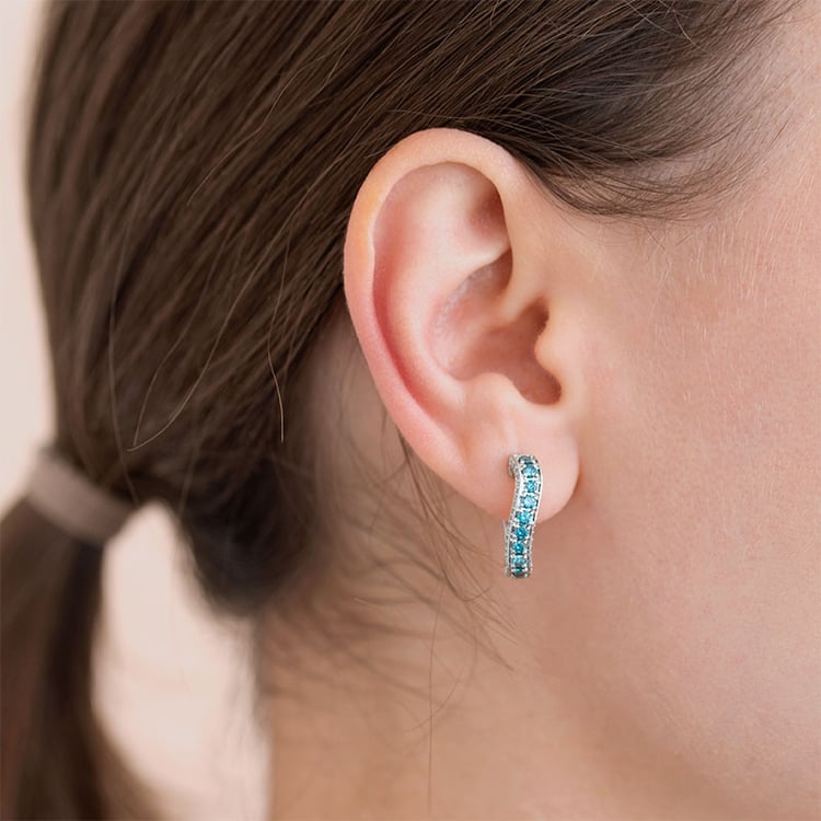 Kruhové náušnice s modrými a bielymi diamantmi Zaid 106989