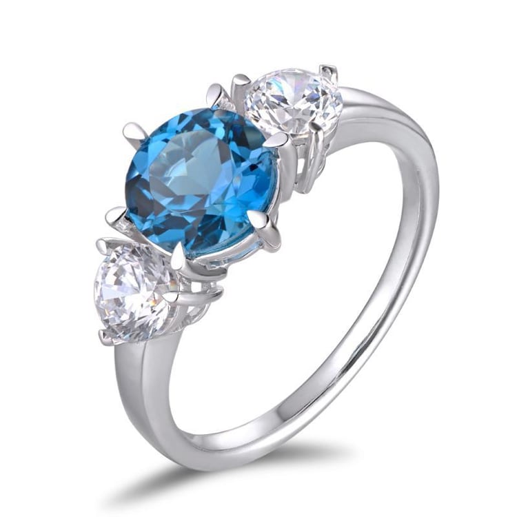 Zlatý prsteň s oválnym topásom a zirkónmi Sanie