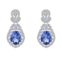 Zlaté náušnice s tanzanitmi a diamantmi Faina