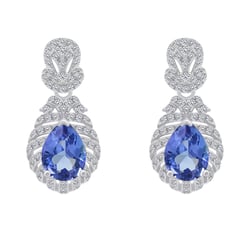 Zlaté náušnice s tanzanitmi a diamantmi Faina
