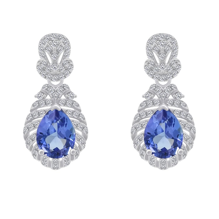 Zlaté náušnice s tanzanitmi Faina