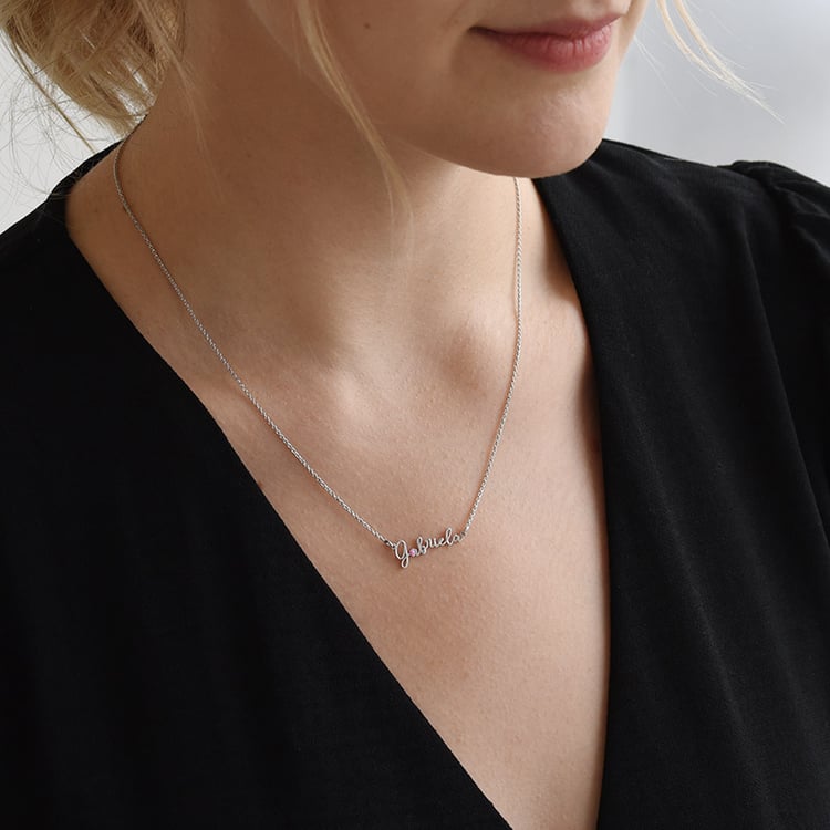 Náhrdelník s menom a ružovým zafírom 93865