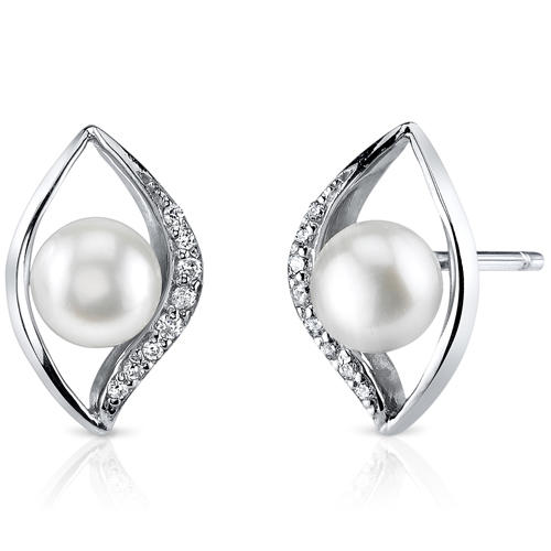Strieborné náušnice s perlami a zirkónmi