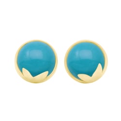 Zlaté náušnice s cabochon tyrkysmi Greta