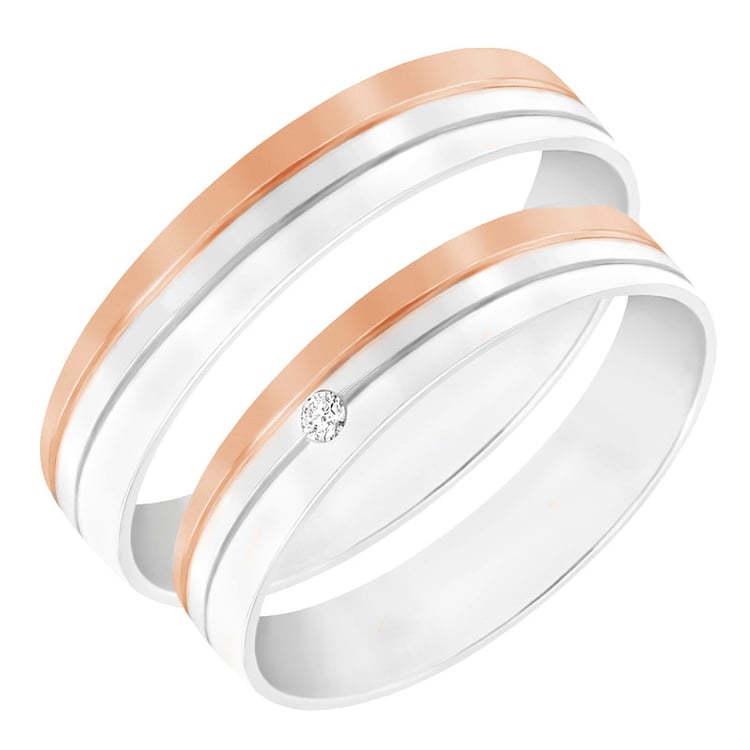 Dvojfarebné obrúčky s diamantom 60827