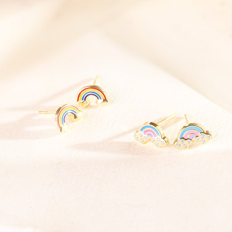 Zlaté detské náušnice v tvare dúhy Holly 164376