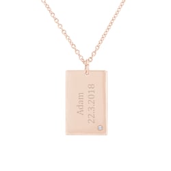 Zlatý obdĺžnikový prívesok s diamantom a gravírom Greg