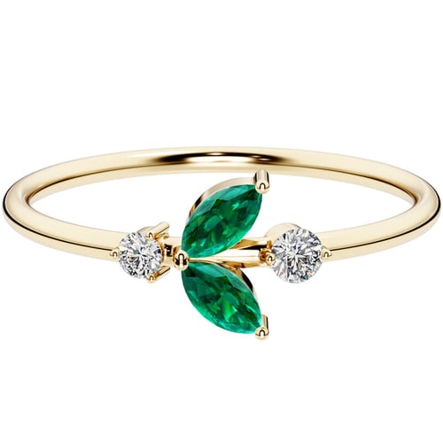 Cluster prsteň s lab-grown smaragdmi a diamantmi Tyrell