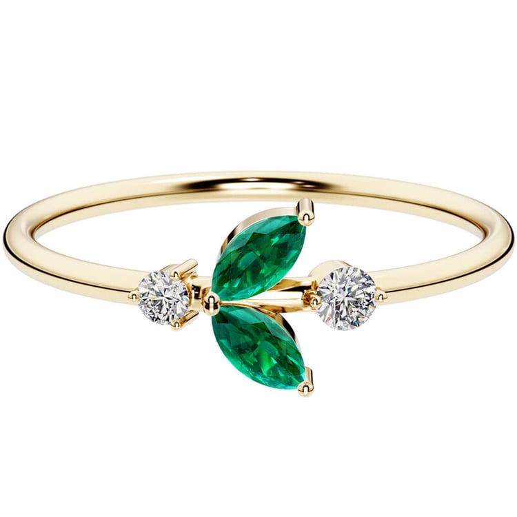 Cluster prsteň s lab-grown smaragdmi a diamantmi Tyrell 139804