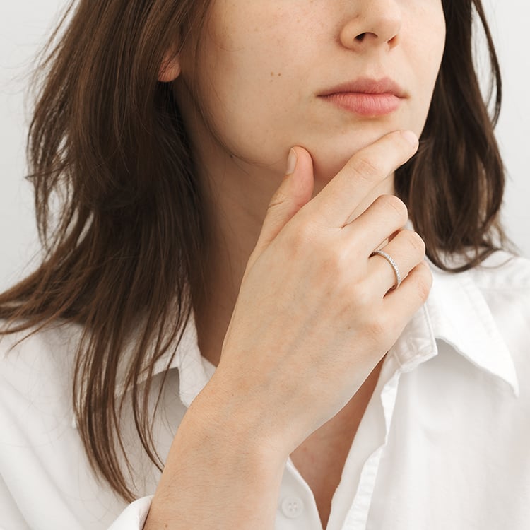 Dámsky eternity prsteň s moissanitmi a pánsky komfortný prsteň Reggie 135542