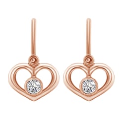 Zlaté detské náušnice srdiečka s lab-grown diamantmi Ariel