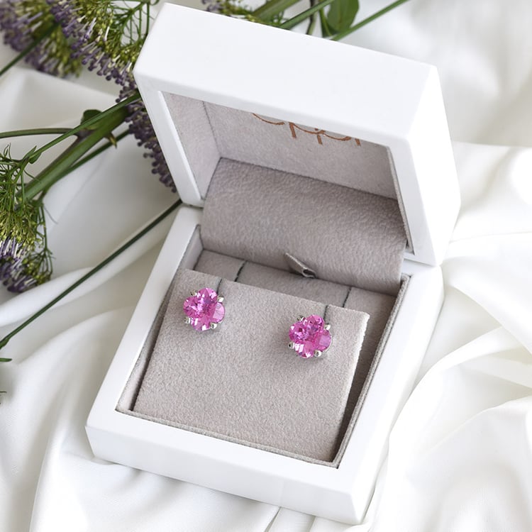 Náušnice s ružovými zafírmi zo striebra 82354