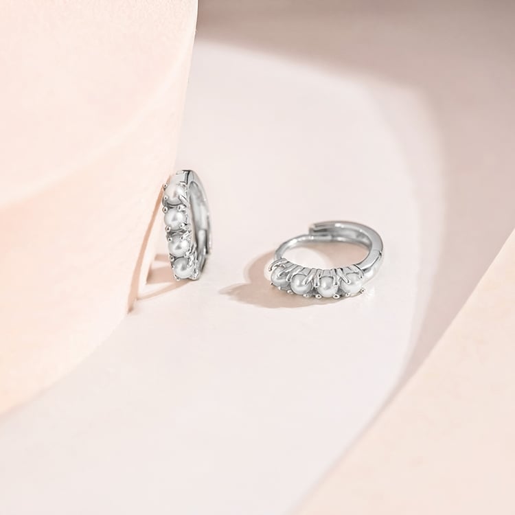 Zlaté kruhové náušnice s perlami Bode 153180