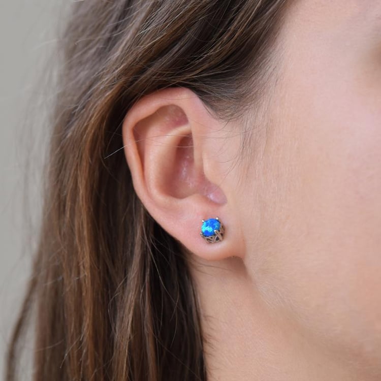 Modrozelené opály v strieborných náušniciach Fancee 17701