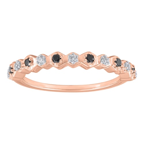 Half-eternity prsteň zo zlata s čiernymi a bielymi lab-grown diamantmi Tariq