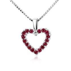 Zlaté srdiečko s rubínmi a diamantom Cleoney