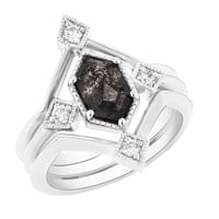 Set jedinečných prstenů so salt and pepper diamantom Manny