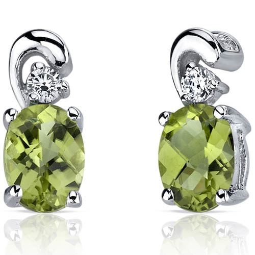Strieborné náušnice s olivínmi a zirkónmi Reina