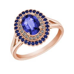 Zlatý tanzanitový prsteň s diamantmi a zafírmi Hanis