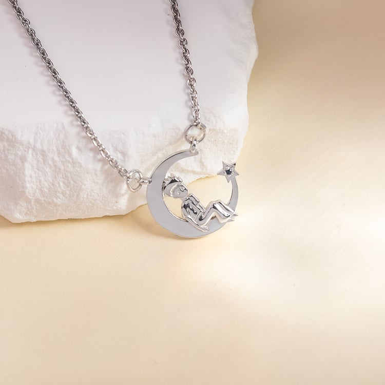 Strieborný náhrdelník v tvare mesiaca s výberom drahokamu Malý princ 150459