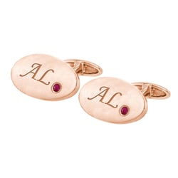 Zlaté manžetové gombíky s gravírom a rubínmi Lyka