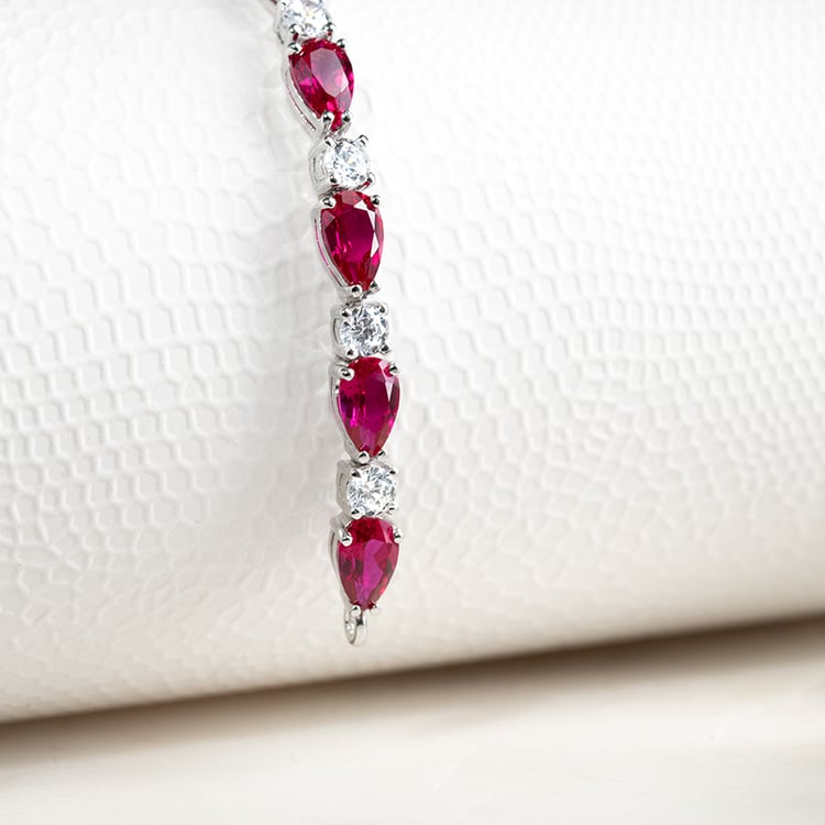 Strieborný náramok s rubínmi Hofli 133317