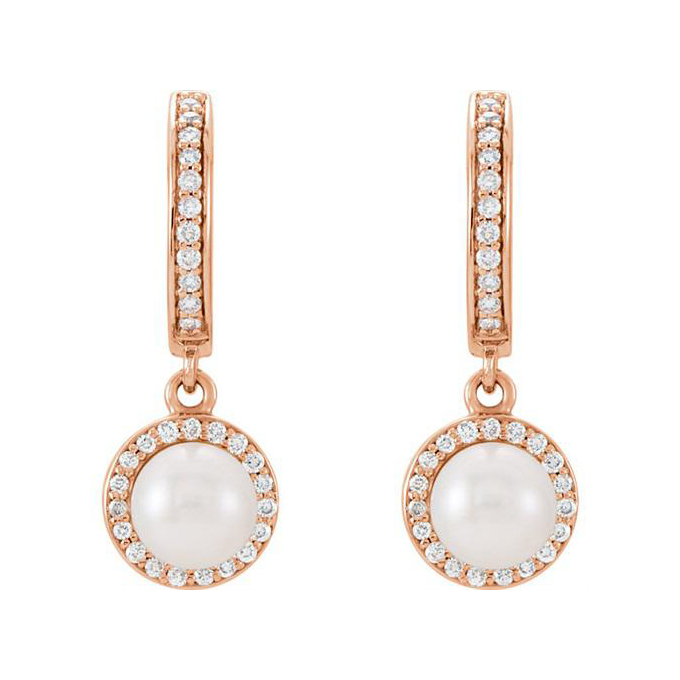 Perlové zlaté náušnice s diamantmi