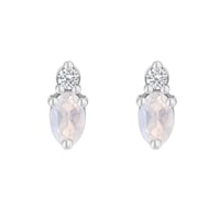 Zlaté cluster náušnice s mesačnými kamenmi a diamantmi Phyllis