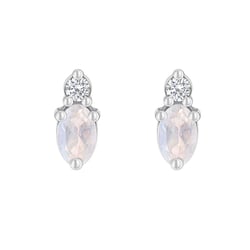 Zlaté cluster náušnice s mesačnými kamenmi a diamantmi Phyllis