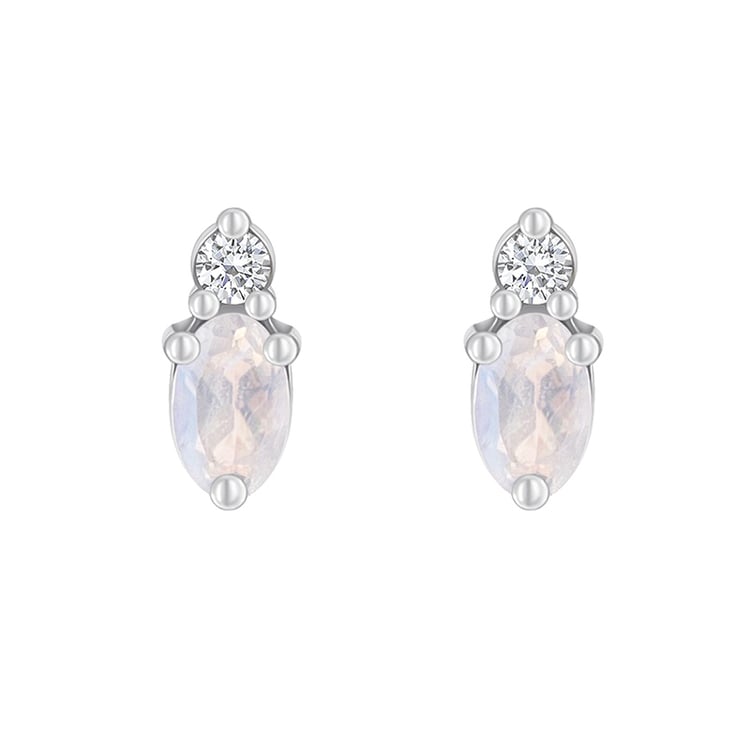 Zlaté cluster náušnice s mesačnými kamenmi a diamantmi