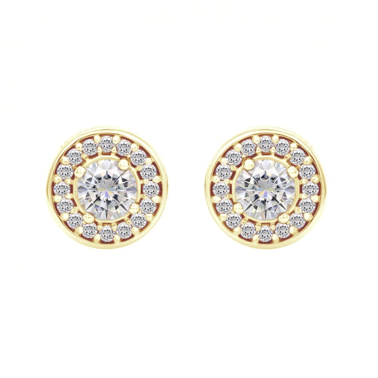 Halo náušnice s moissanitmi a diamantmi Blair